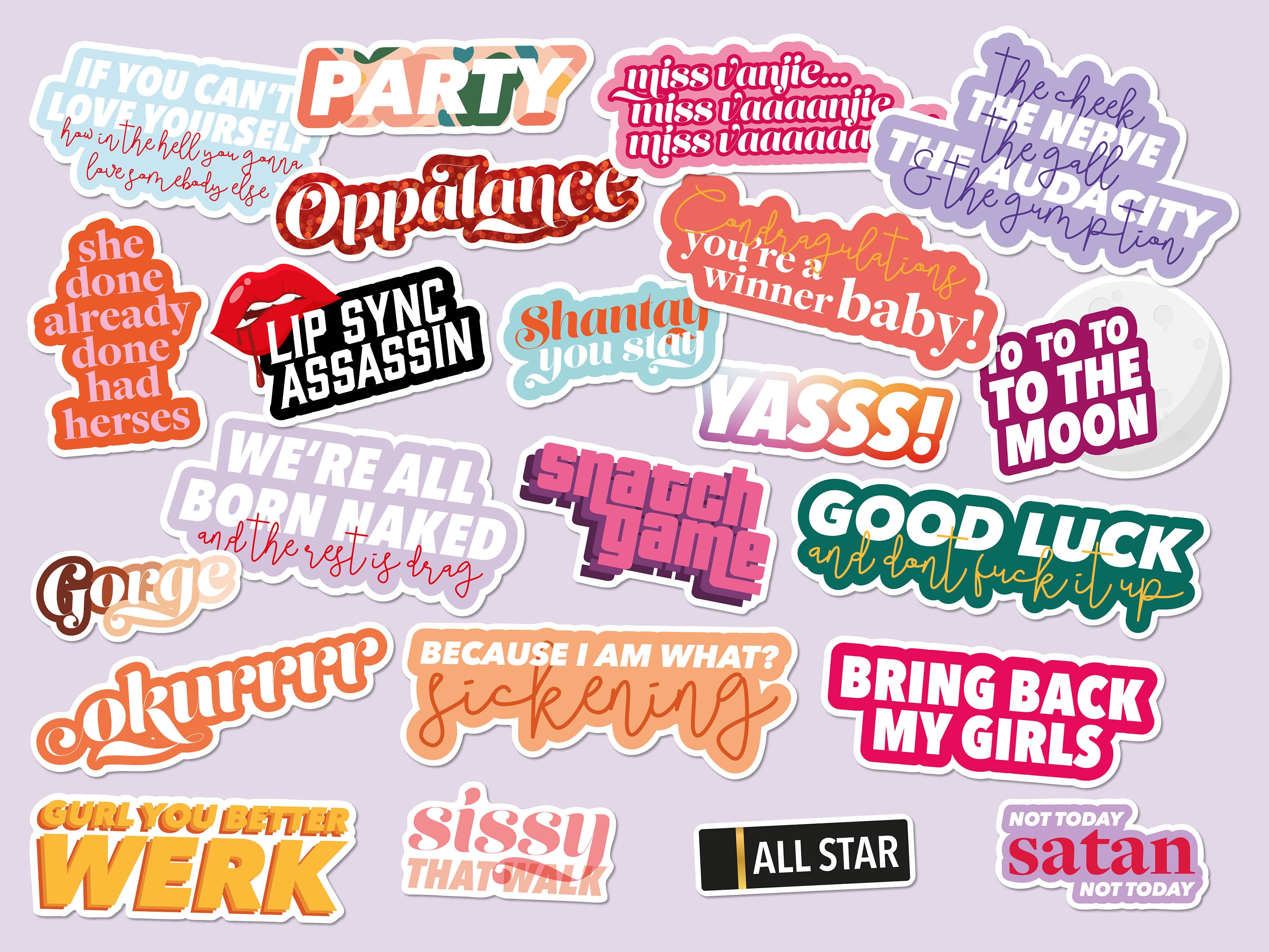 Rupaul's Drag Race Stickers: Iconic Drag Queen Quotes - 22 Pack - Etsy