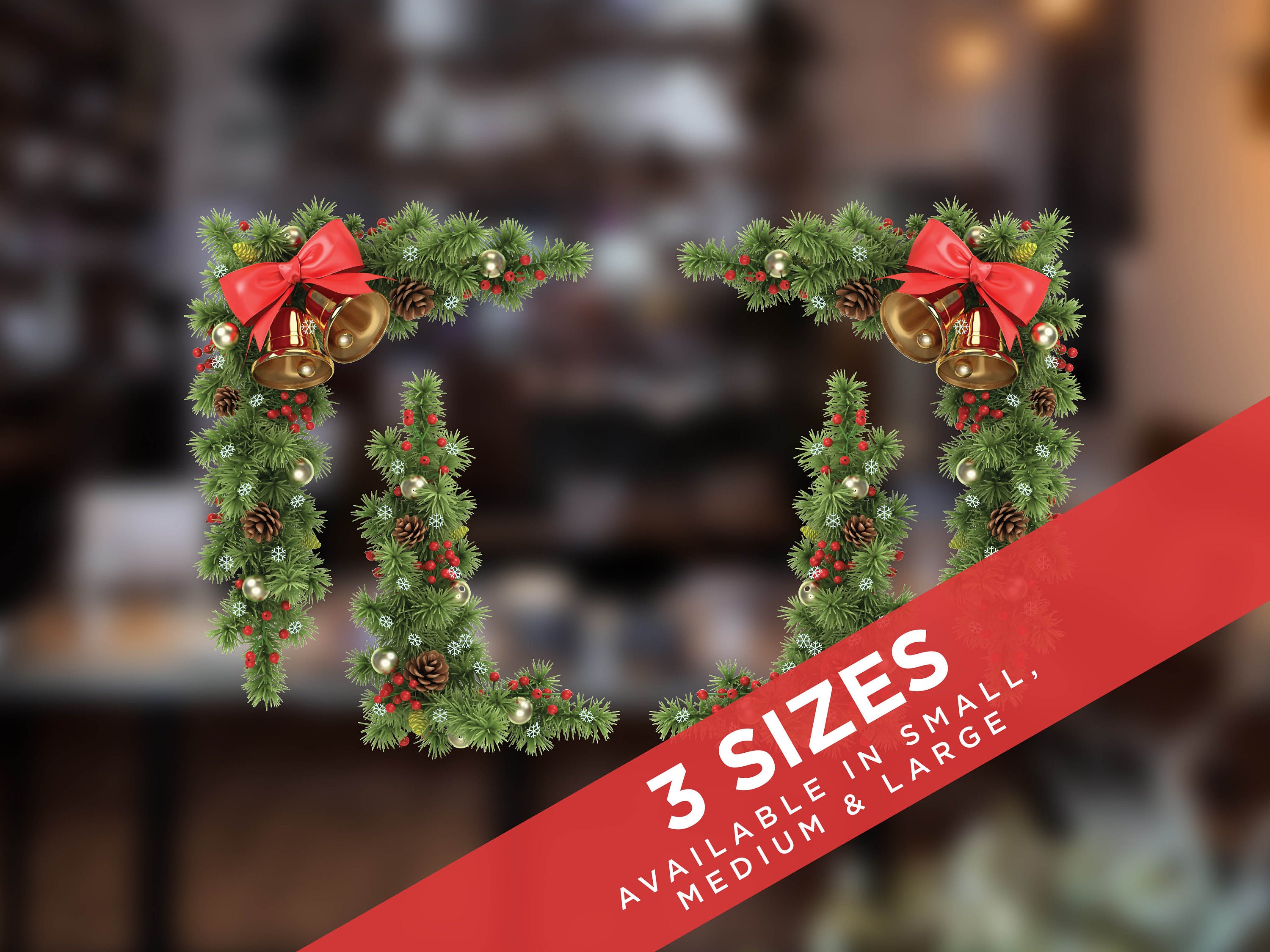 Set of 4 Christmas Garland Corner Window Stickers Xmas Pine Cone Garland Window Cling Decor by Stickers4 Etsy UK