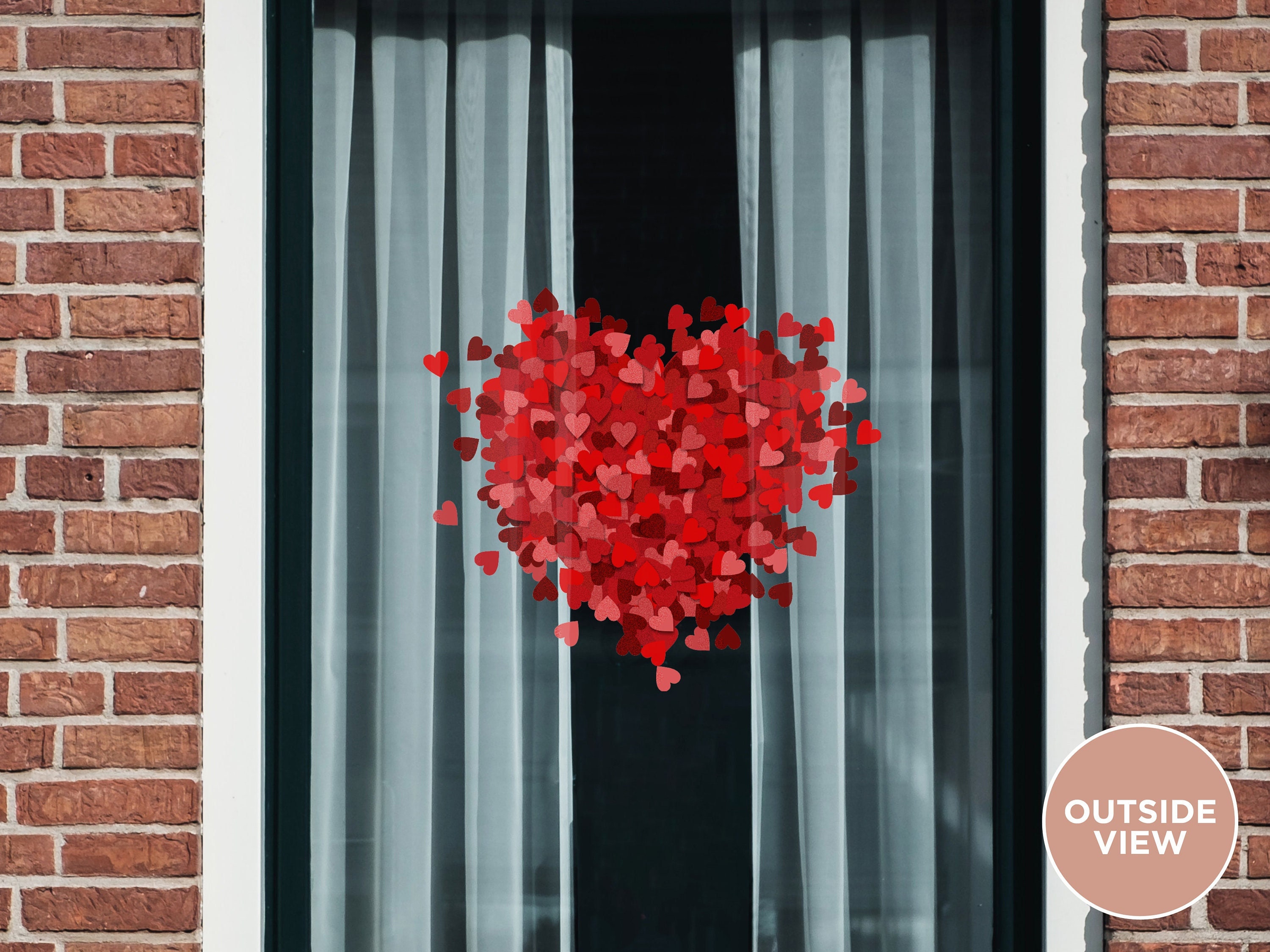 Valentines Day Heart Stickers Shop Front Window Love Hearts Sticker Decals vd4 