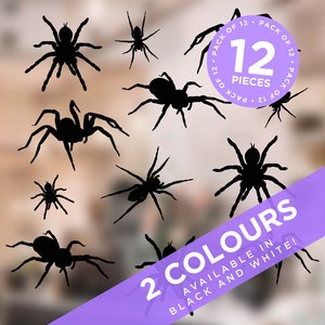 12er Pack Halloween Spinne Fenstersticker (Weiss oder Schwarz)