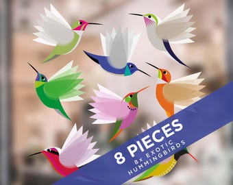 Hummingbird Window Clings: Double-Sided Exotic Bird Stickers