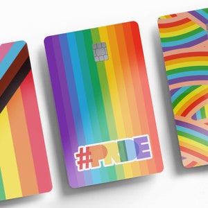 Lot de 3 autocollants PRIDE pour cartes de crédit, habillages pour cartes bancaires et cartes de débit. Couvertures de cartes fantaisie