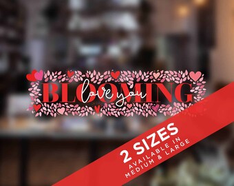 Adesivo de janela Blooming Love You para o Dia dos Namorados: decoração reutilizável dupla face