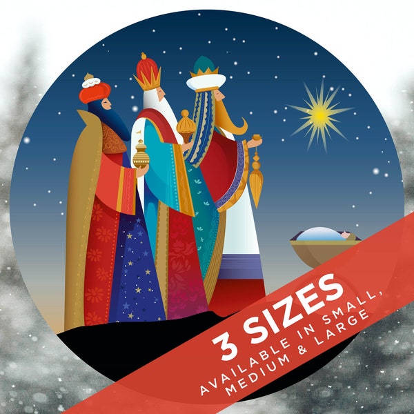 Three Kings Epiphany Christmas Scene Window Sticker