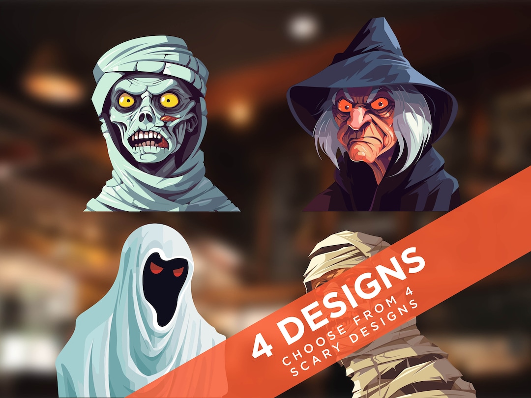 Scary Halloween Character Window Stickers - Halloween Decor for Shops ...