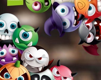 Scary Emoji Halloween Window Clings: Reusable Corner Stickers