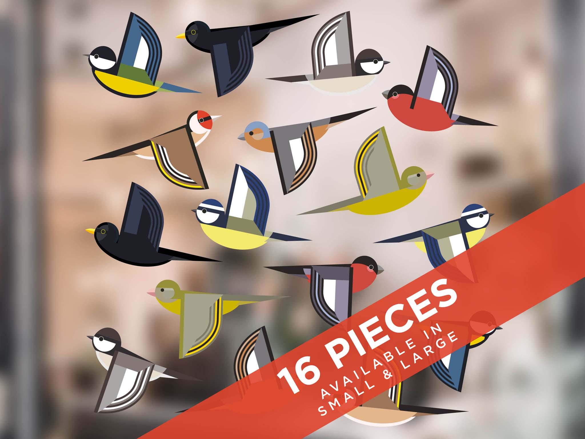 Flock of Birds Window Cling Stickers - I Like Birds - Reusable Bird Strike Clings, Animal Shop Window Displays, Educational Window Stickers