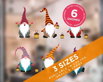 Skandinavische Wichtel-Aufkleber: Skandinavische Weihnachtsdekoration - Set mit 6