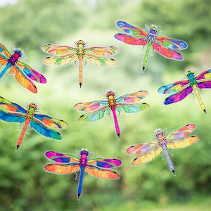 8 Beautiful Dragonfly Double-Sided Cling Window Stickers - Anti-collision window clings to help prevent bird-strikes