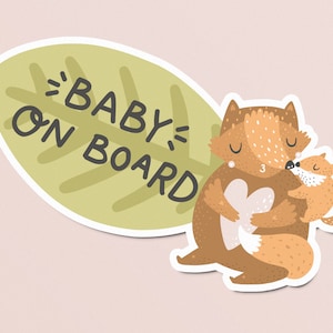 Naklejka „Baby on Board” – uroczy skandynawski wzór Naklejka „Baby on Board” do wewnątrz, odznaka „Baby on Board” dla chłopca lub dziewczynki