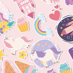 Unicorn Sticker Pack - Reusable Laptop Decals, Cute Bullet Journal Stickers, Planner Stickers, Unicorn Gift