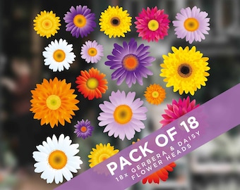 Gerbera Daisy Window Clings: Spring Flower Static Stickers