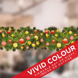 Christmas Bauble Garland Window Sticker: Reusable Xmas Border