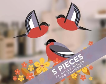 I Like Birds Bullfinch Window Stickers - Collision Window Clings