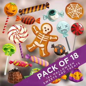 Halloween Fensteraufkleber: Süßigkeiten und Leckereien Dekorationen, wiederverwendbare Aufkleber (18er-Pack)