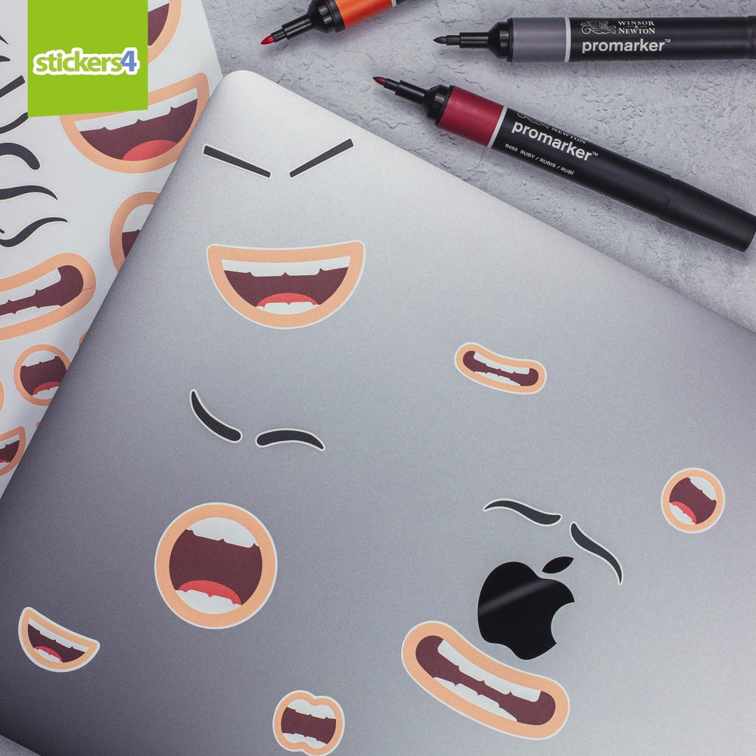 Funny Face Laptop Stickers: Reusable Expression Decals - Etsy UK