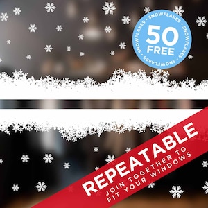 Flauschiger Fensteraufkleber im Schnee-Effekt (2m Gesamtlänge) - Weihnachtsschnee-Fensterbild - jetzt mit 50 Gratis-Schneeflocken!