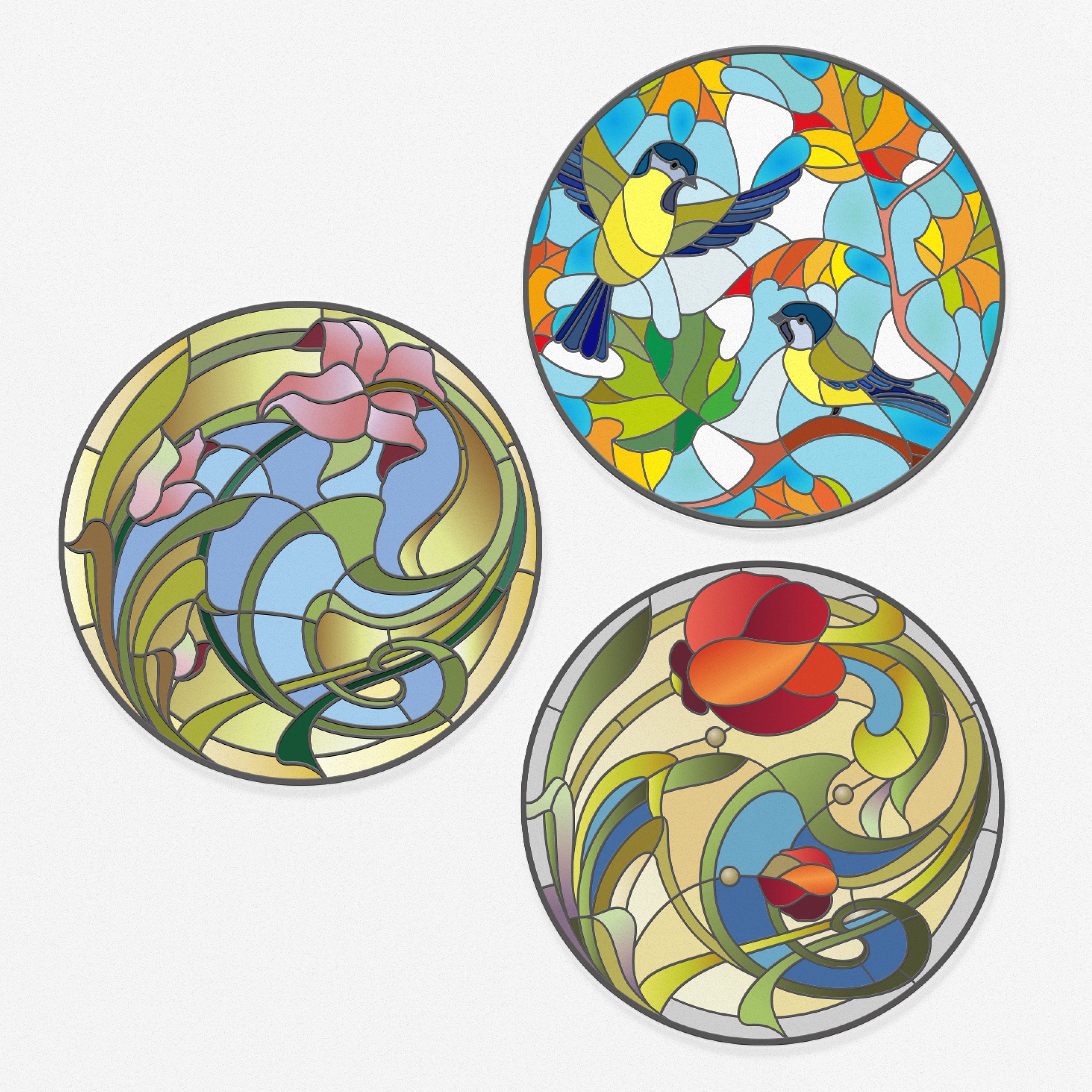 Small Stained Glass Window Stickers Beautiful Decorative Etsy