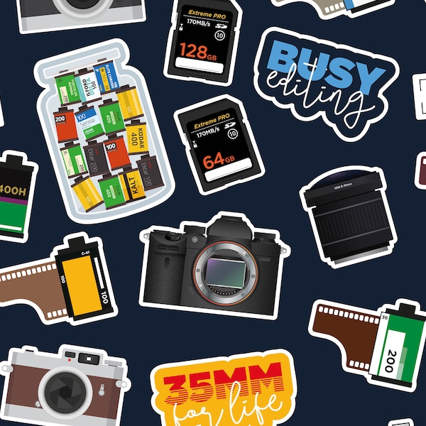 Photography Sticker Pack - Christmas Stocking Filler, Gift for Photographer