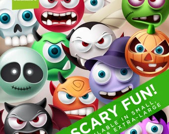 Scary Halloween Emoji Window Stickers