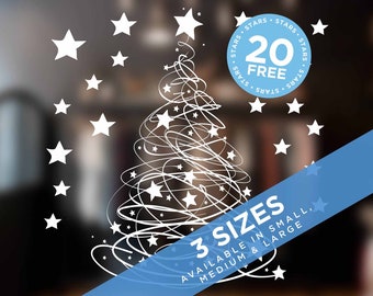 Swishy Christmas Tree Window Cling with 20 Free Stars - Holiday Decor