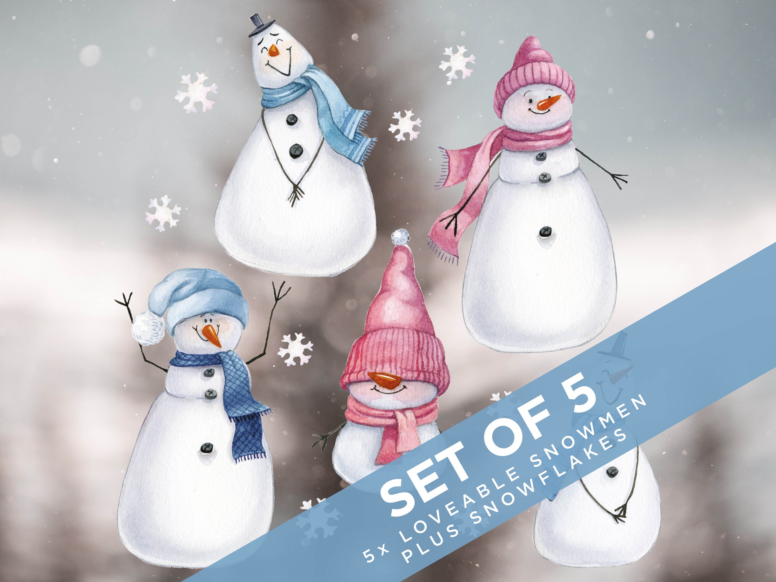 11-teilige Fensterbilder Weihnachten – Weihnachtsmann, Schneemann & Schneeflocken, Mit Glitzer, Statisch Haftend, Wiederverwendbar