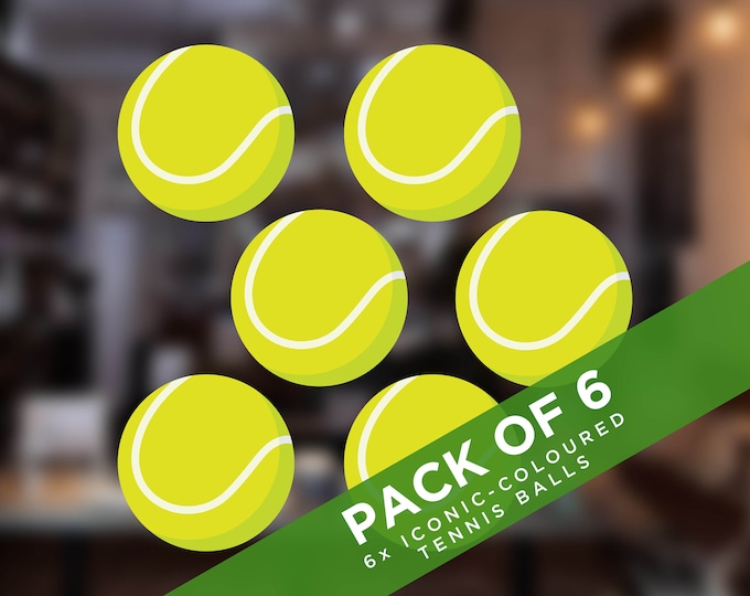 Pack of 6 Tennis Ball Static Cling Window Stickers