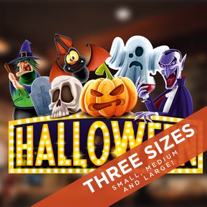 El elenco de Halloween ventana de doble cara se aferra pegatina/ventana reutilizable se aferra (3 tamaños disponibles)
