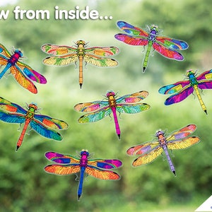 8 Beautiful Dragonfly Double-sided Cling Window Stickers Anti-collision ...