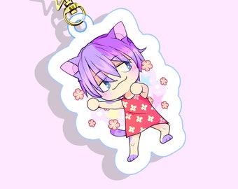 KEYCHAIN - Chibi Dancing Bob! - Double-sided acrylic/Golden Star Chain
