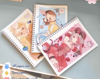 May include: Three spiral bound notebooks with Alice in Wonderland inspired covers. The covers feature illustrations of characters from the story. The notebooks are A5 size and have lined paper. The text on the covers reads "Alice in Wonderland" and "Inspired notebook collection".