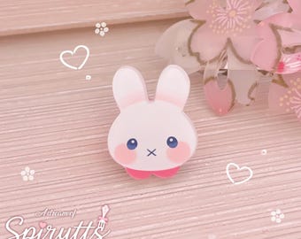 mini Pin - Süßes Häschen Baby ~ Süßer / Kawaii - Anstecker aus Acryl / Pinkes Herz Gummi-Rückseite