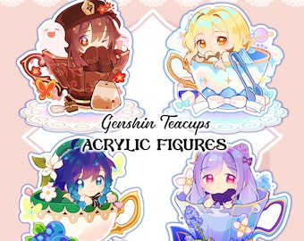 ACRYLIC FIGURE(s) / GenshinTeacup character designs! - double-sided acrylic / Frill shaped base