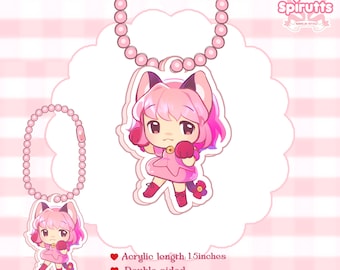 COLLECTION CHARMS CHIBI - Little Mew Power ! - Acrylique double face/Chaîne