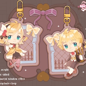 SCHLÜSSELANHÄNGER - Tochter des Bösen - doppelseitig Acryl / passendes Paar / Gold-Clip-Anhänger / Vocaloids