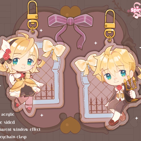 KEYCHAIN(s) - Daughter of Evil - Double-sided acrylic/Matching Pair/Gold clip attachments/Vocaloids