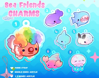 CHIBI CHARMS COLLECTION - Sea Friends! - Double-sided acrylic/phone-strap