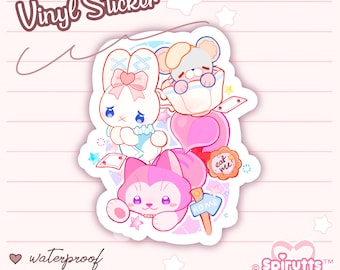 STICKER - Alice in Wonderland, friends! - Glossy / Vinyl / Peelback / Waterproof / Cute / Anime / Cartoon / Bunny, Mouse, Cat