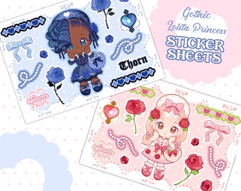 STICKER SHEET(s) - Rose & Thorn! - Glossy Vinyl peelback / 12 stickers total