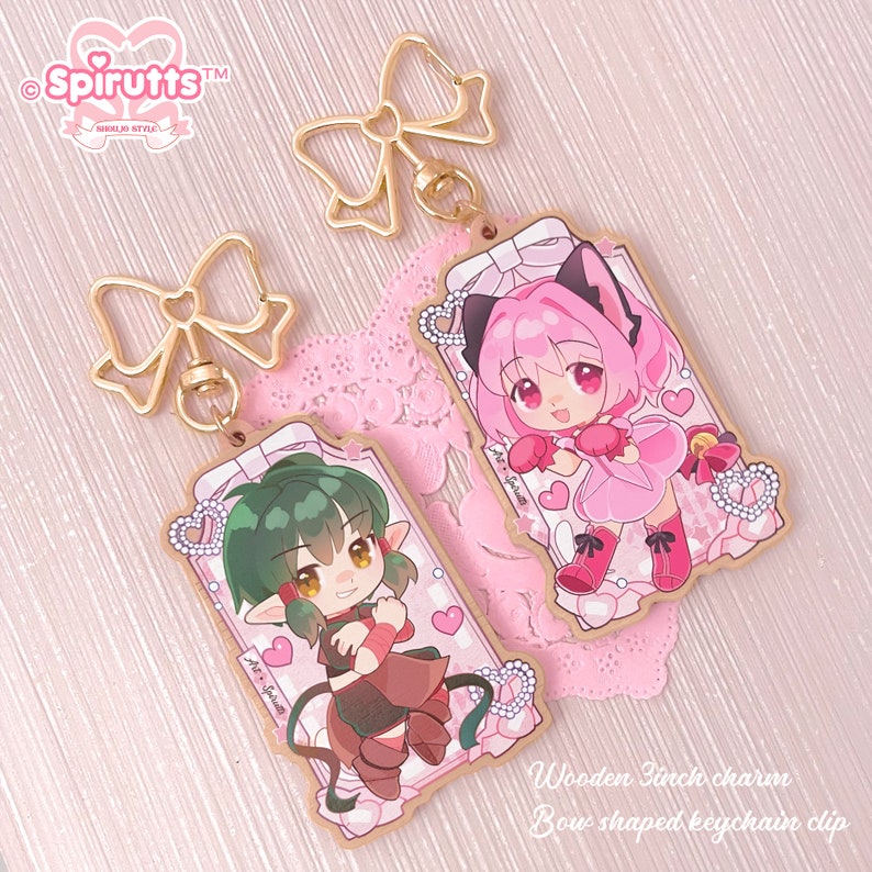 Keychain(s) - Mew Mew Couple! - Double-sided Wooden Charm/matching Pair ...