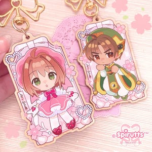 SCHLÜSSELANHÄNGER - Captor Sakura / Magical Girl / Anime / Pink / Retro - Doppelseitiger Holzanhänger / Passendes Paar / Goldclip