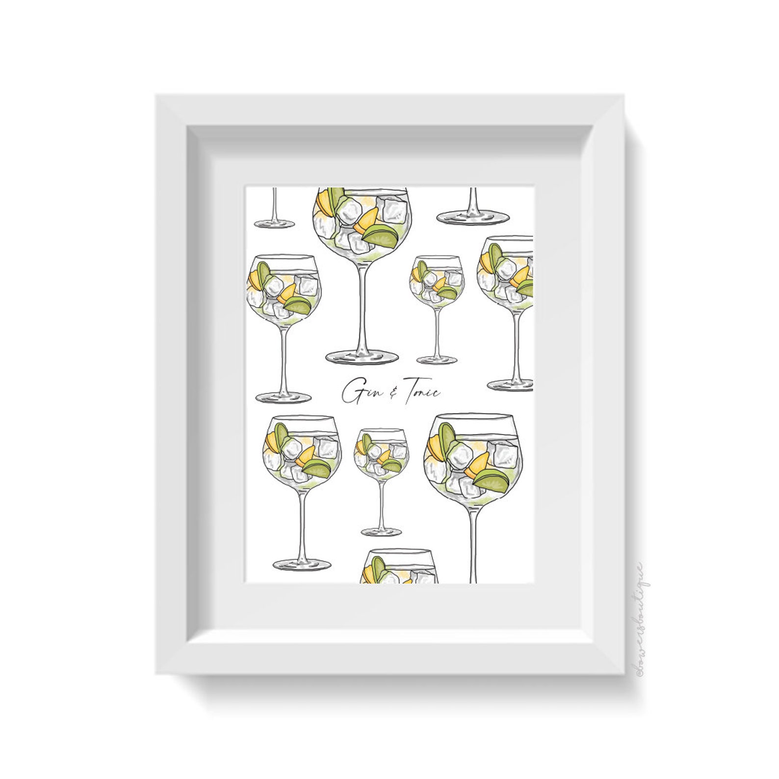 Gin Glass Multiple Print Gin Wall Art Cocktail Art for Home Etsy