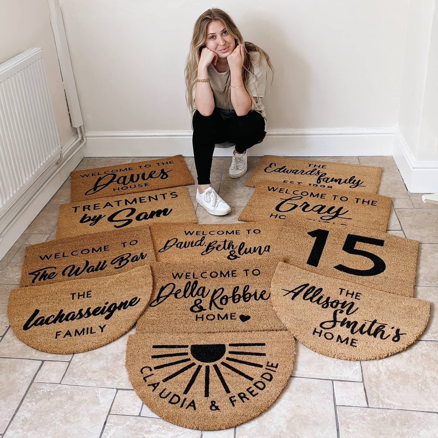 Half Moon Custom Painted Doormat Personalised Coir Doormat Etsy