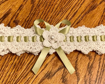 Crochet Wedding garter, keepsake