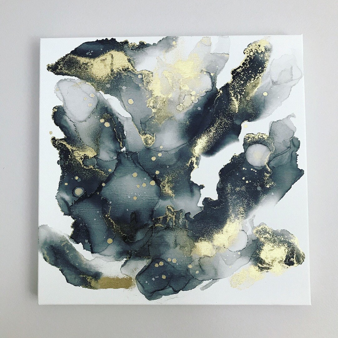 Black and Gold Modern Abstract Painting - Etsy
