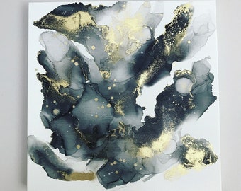Black and gold modern abstract painting