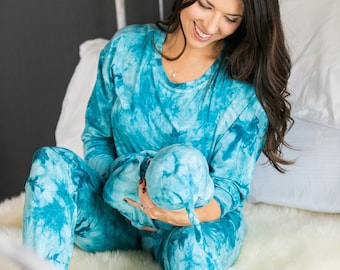 Tie Dye Mommy and Me Lounge Set and Matching Swaddle,Matching Pajamas and Swaddle Set,Matching Hospital Sets,Postpartum Pajamas,Hospital Bag
