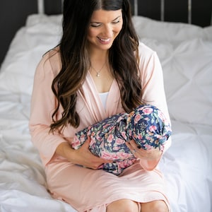 Robe and Swaddle Set,Baby Shower Gift,Hospital Robe,Cute Maternity Robe,Floral Swaddle,Mom to Be,Baby Gift,Baby Girl,Mommy and Me,Nursery