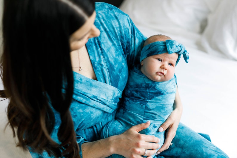 Teal Tie Dye Swaddlematernity Robe and Matching Swaddle Etsy