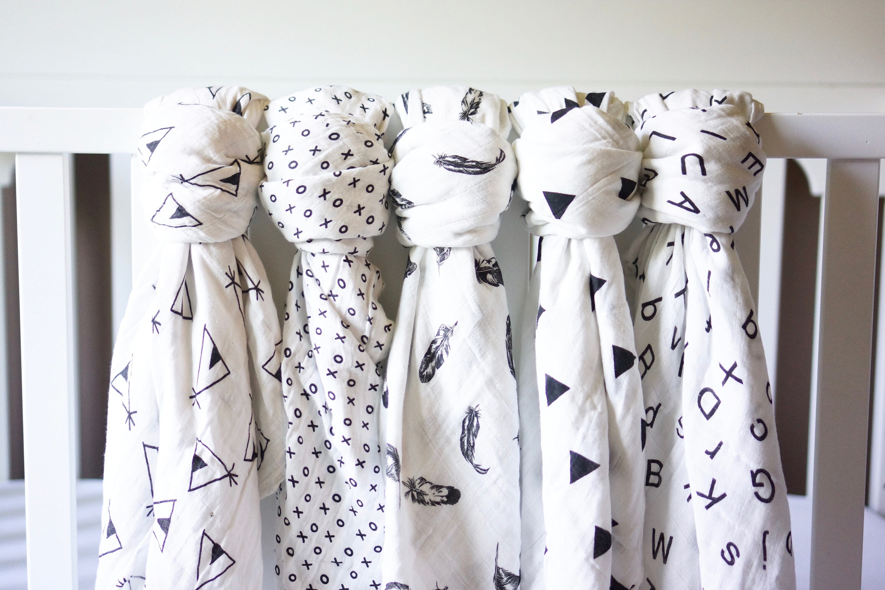 Black and White Muslin CottonBaby Shower Etsy